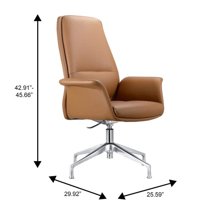 Summit Leather Office Chair with Aluminum Frame, Adjustable Height, Swivel, Sponge Cushion, Easy-Clean Design & Quick Assembly