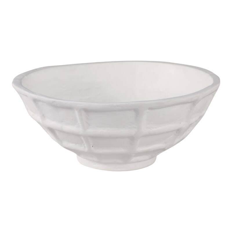 Paper Mache Windowpane Decorative Bowl Textured Design - 6" White - 13.75" x 13.75" x 5.75" - White - 13.75" x 13.75" x 5.75"