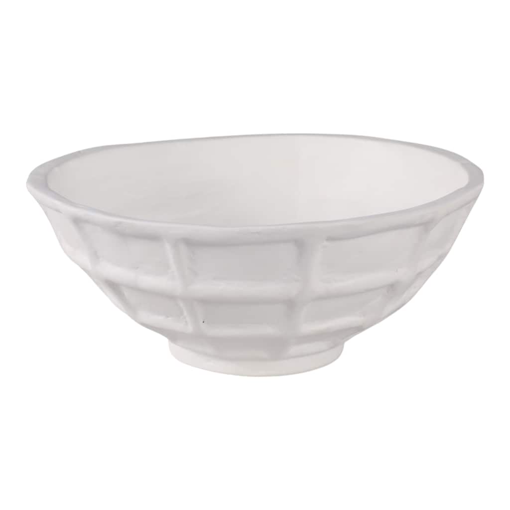 Paper Mache Windowpane Decorative Bowl Textured Design - 6" White - 13.75" x 13.75" x 5.75"