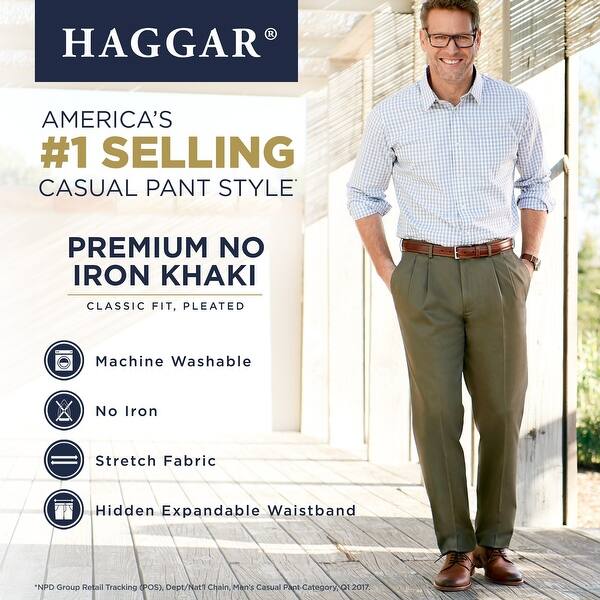 Shop Haggar Mens Black Size 34x30 Classic Fit Dress Pants Pleat
