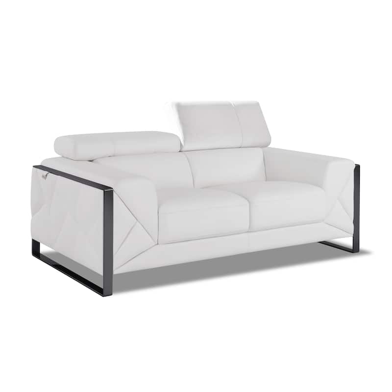 Top Grain Italian Leather Loveseat - White