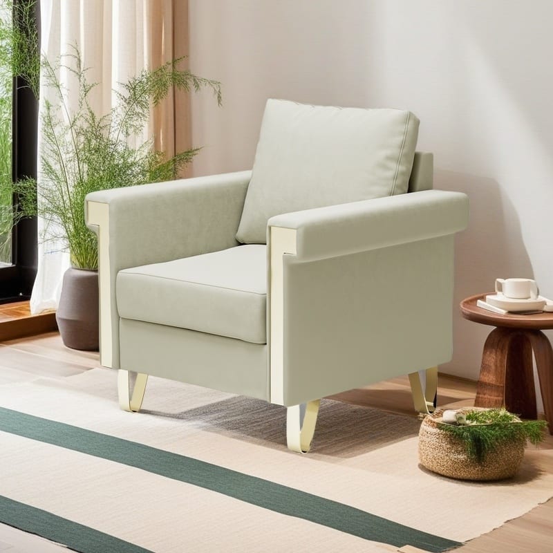Velvet Accent Chair with Metal Legs