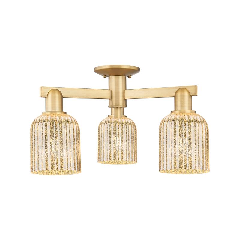 Innovations Lighting 716-3F-11-23 Bridal Veil Semi-Flush Bridal Veil 3 - Brushed Brass / Mercury