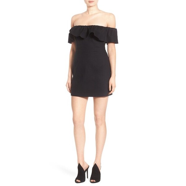 black off the shoulder mini dress