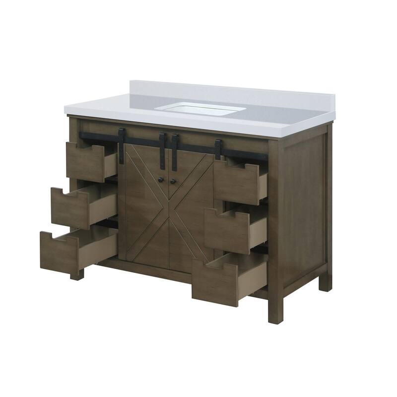 Marsyas 48 in W x 22 in D Dark Grey Bath Vanity and Carrara Marble Countertop