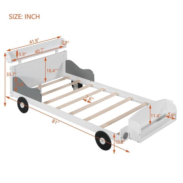 Twin Size Car-Shaped Platform Bed with Storage Shelf - Bed Bath ...