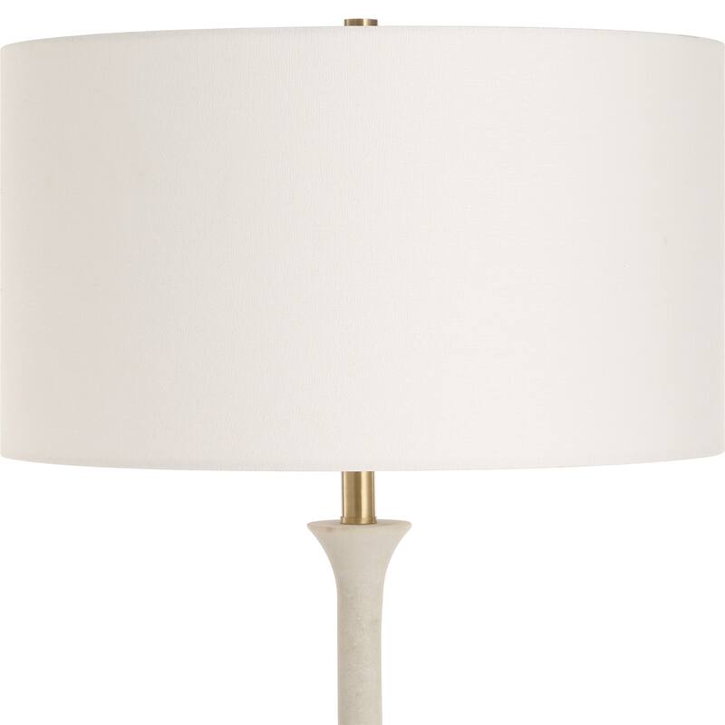 Dewdrop Marble Base Floor Lamp with Drum Shade - 64" - White