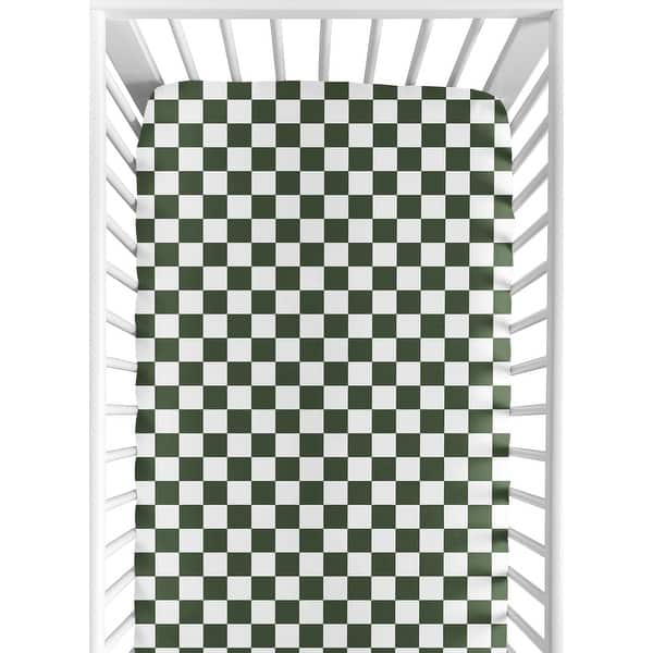 slide 2 of 6, Sweet Jojo Designs Green Gingham Checkered Plaid Boy, Girl, Unisex/Gender Neutral Fitted Crib Sheet Vintage Classic Geometric