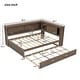 preview thumbnail 2 of 10, Full Size Wood Daybed with Storage Shelves, USB, LED Lights, and Trundle