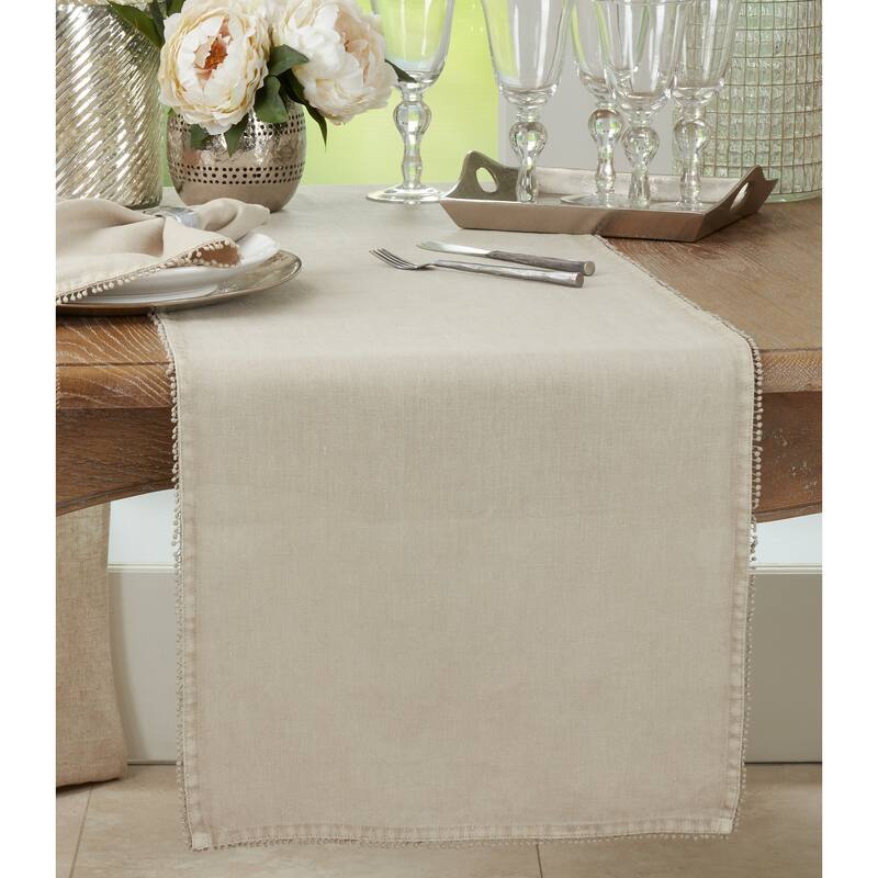 Table Runner With Pom Pom Design