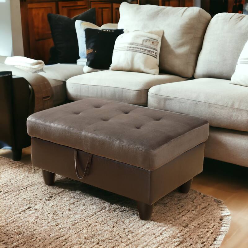 KISRAIS 34" Wide Upholstered Storage Ottoman