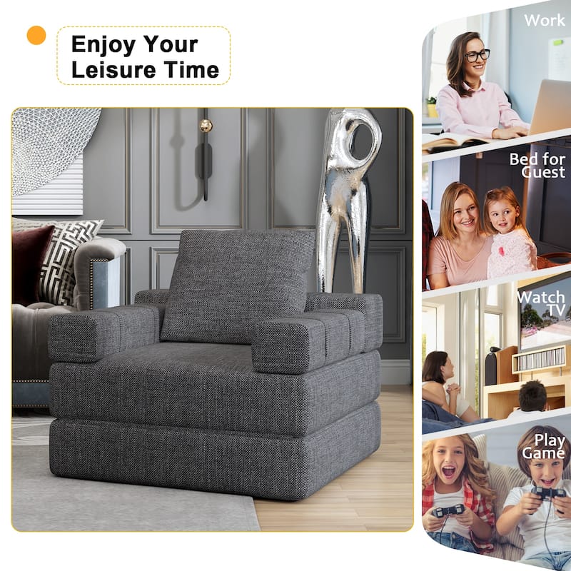 Fabric Folding Single Sleeper Sofa Chair
