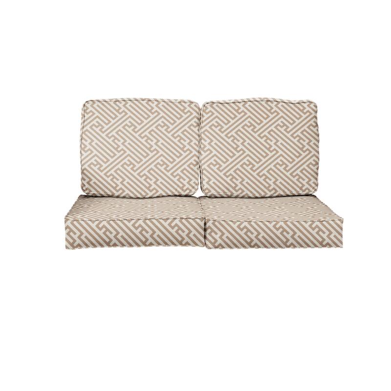 Sorra Home Outdura Labyrinth Ochre Indoor/Outdoor Deep Seating Loveseat Cushion Set