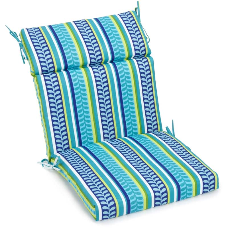 18-inch by 38-inch Three-section Outdoor Seat/Back Chair Cushion - 38" x 18" - Pike Azure