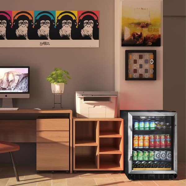 Lanbo Beverage Refrigerator, 110 Cans 6 Bottles Builtin Drink Cooler
