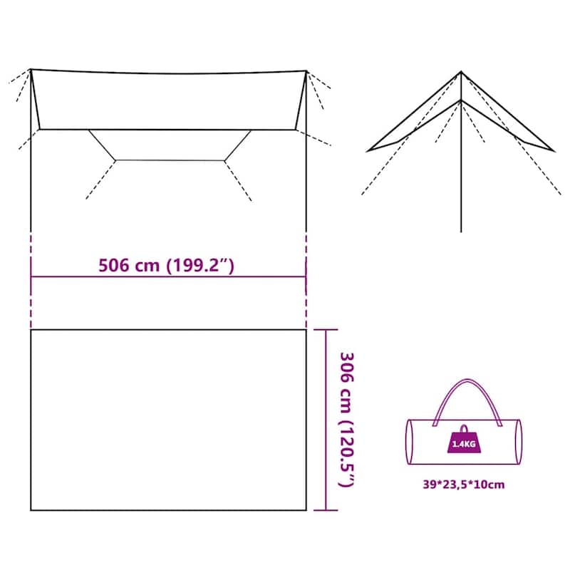 vidaXL Camping Tarp Camouflage 199.2x120.5" Waterproof - 199.2 x 120.5"
