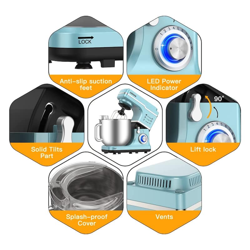Stand Mixer - 7.5QT Capacity, 10-Speed Settings, 660W Motor