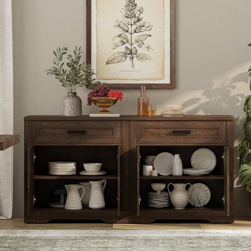 Farmhouse Entertainment Center with Storage Barn Door Cabinet for 50"-130" TVs