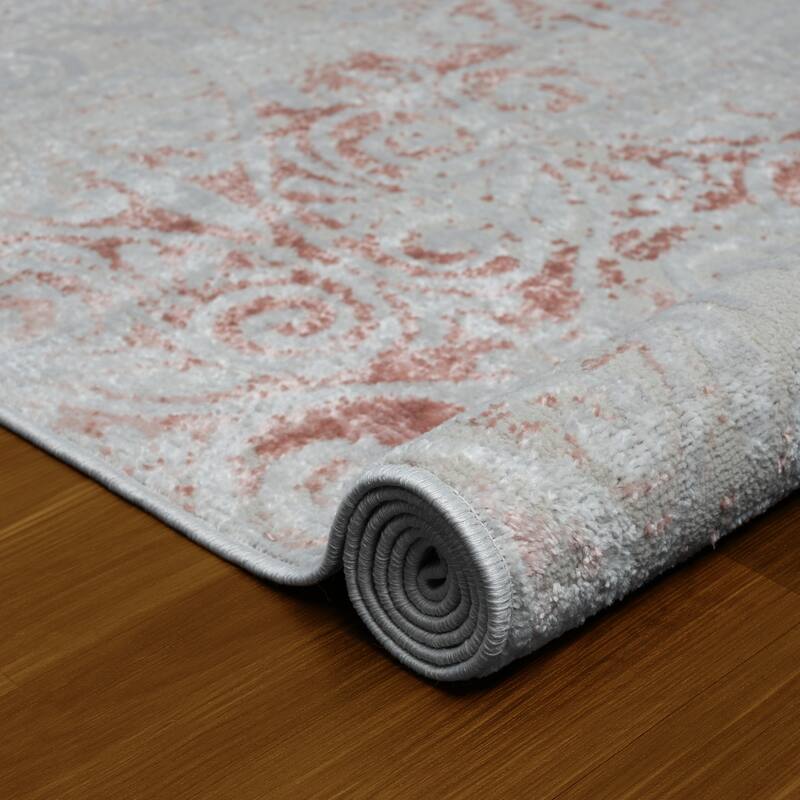 Sevita Causal Coral Pink Floral/Botanical Rug