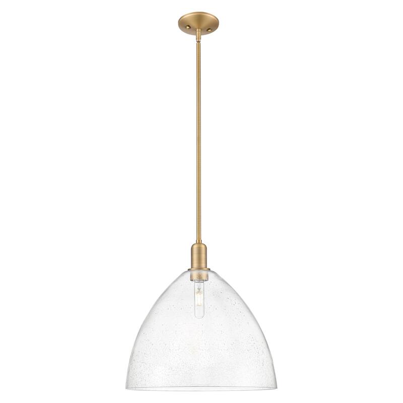 Innovations Lighting Endless Possibilities Arcadia - Bristol - 1 Light 16" Stem Hung Mini Pendant - Brushed Brass/Seedy
