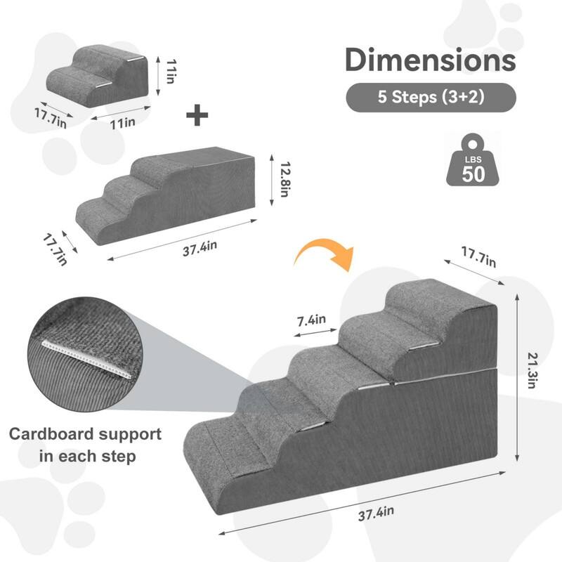 DoCred Non-Slip Convertible Pet Steps with Removable Washable Cover