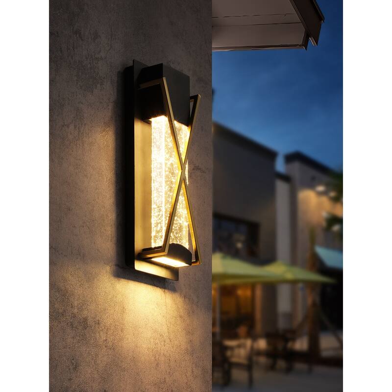 LED Exterior Wall Lights, Bubble Glass, 100-277V, 3000K Warm White - 2pack