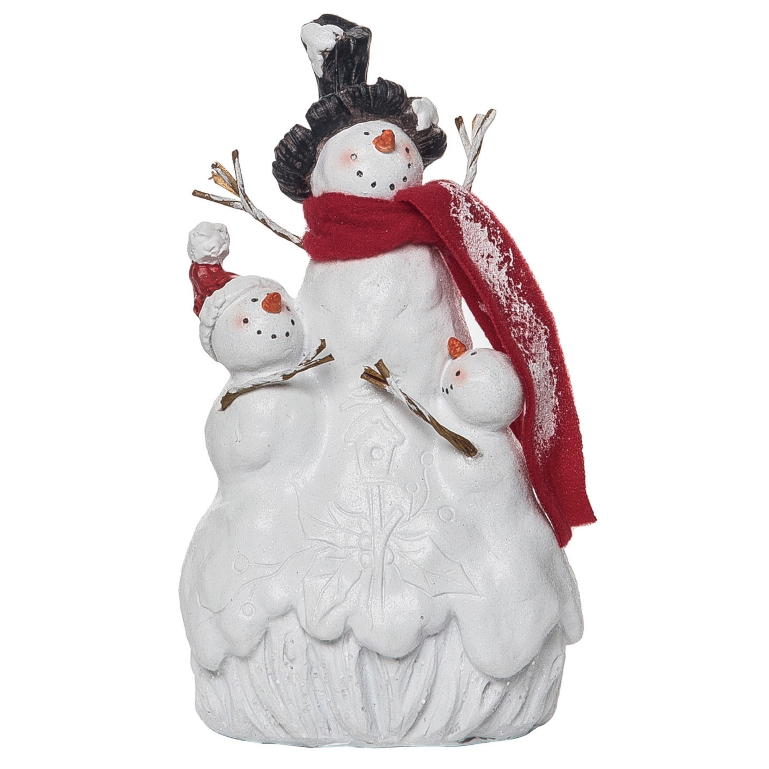 Transpac Resin 10 in. White Christmas Light Up Snowman with String Lights
