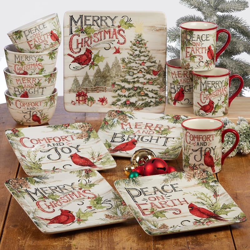 Certified International Evergreen Christmas 16-piece Dinnerware, Service for 4