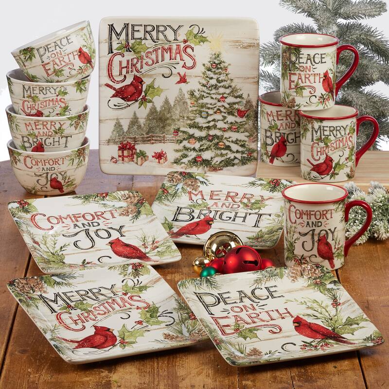 Certified International Evergreen Christmas 8.5-inch Salad/Dessert Plates (Set of 4)