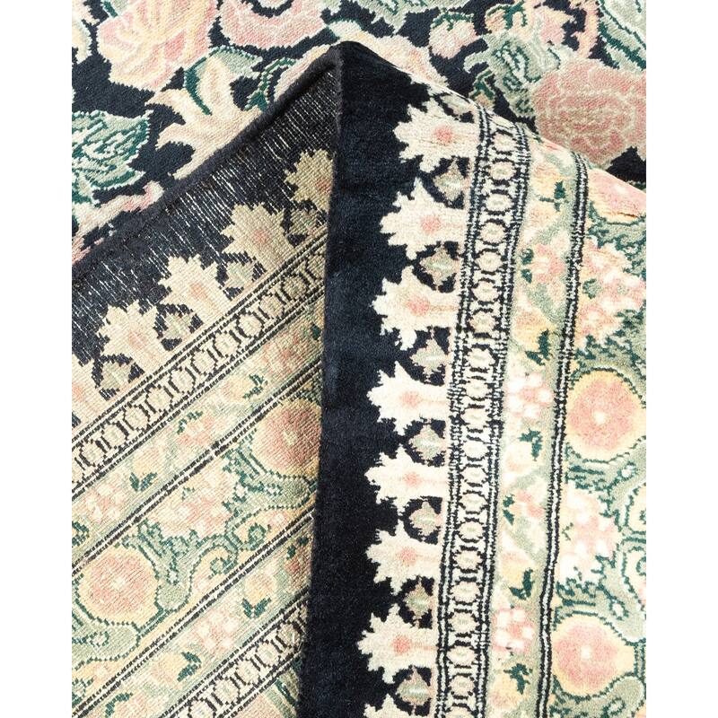 Overton Hand Knotted Wool Traditional Oriental Black Area Rug - 12' x 18'