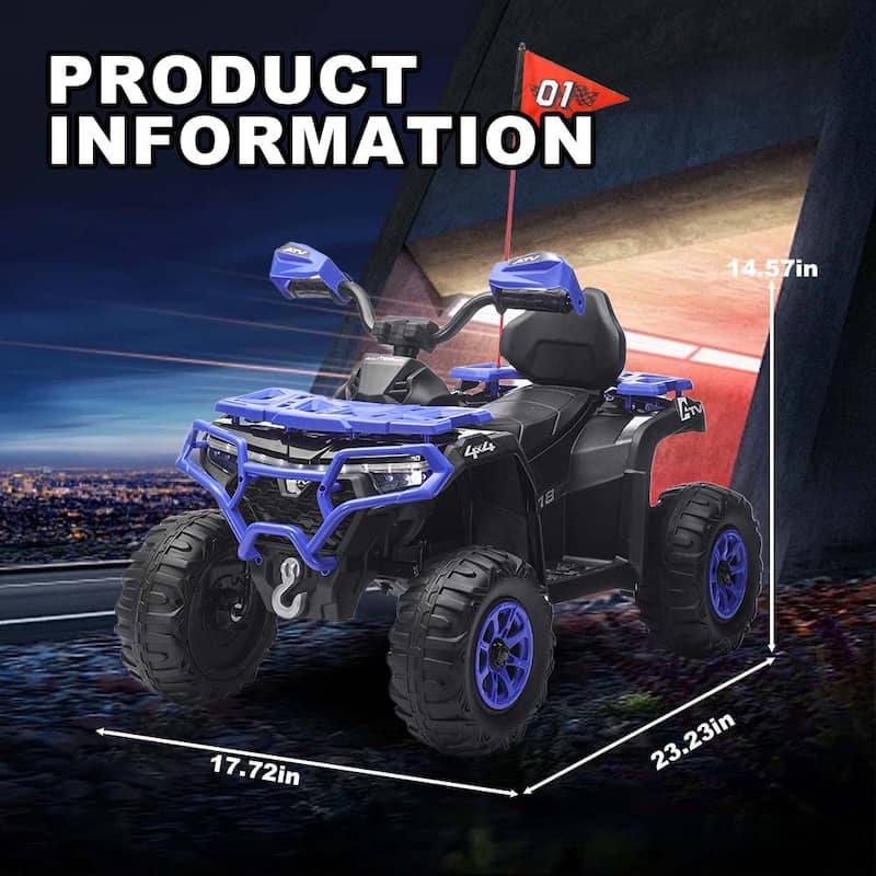 24V Kids Ride On Car with Bluetooth & LED Lights, Blue Electric Off-Road Vehicle Battery Powered Electric Vehicle