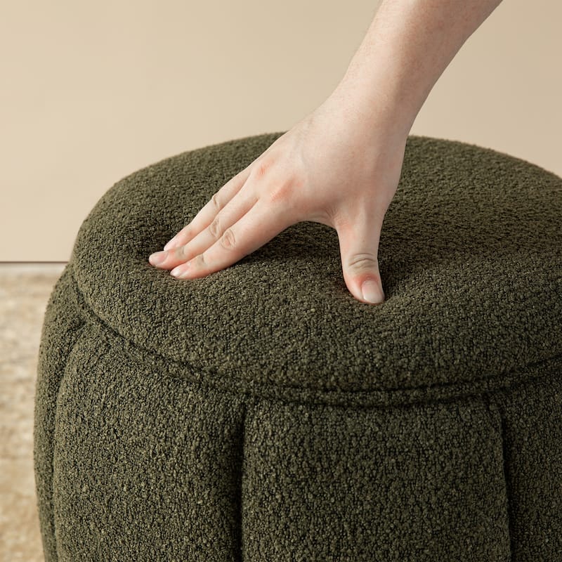 Glitzhome 19"H Boucle Upholstered Storage Ottoman Stool with Rubberwood Feet