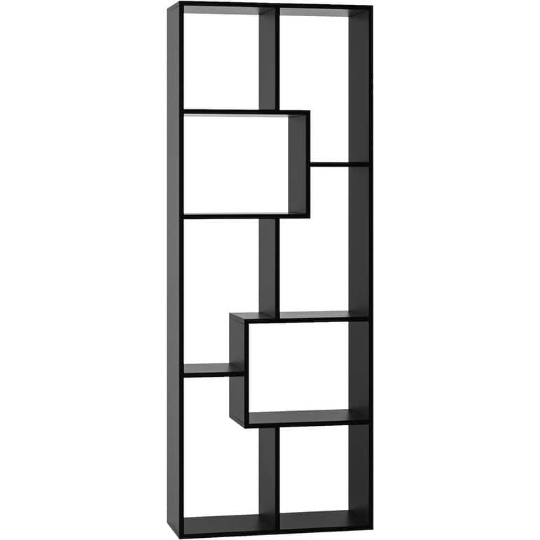 5-Tier Asymmetrical Bookcase - 9.45" W x 31.5" D x 70.87" H