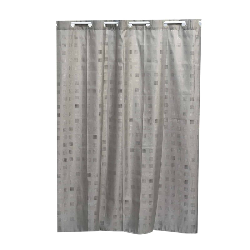 Extra Long Shower Curtain Polyester Hook Less Cubic 79"L x 71"W
