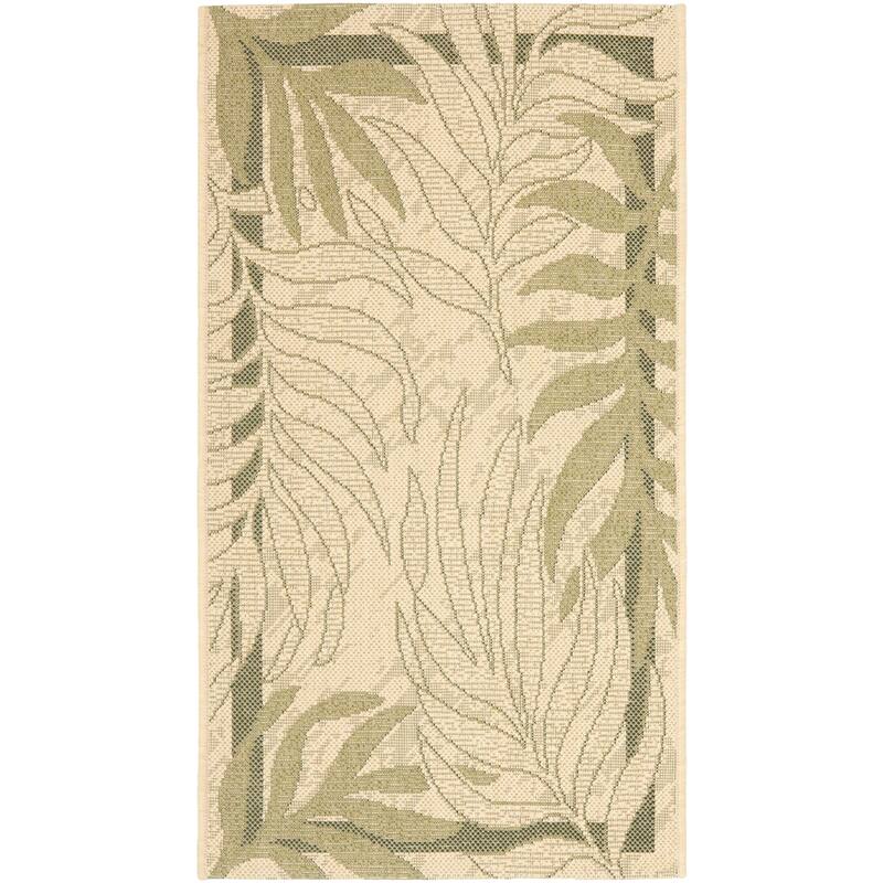 SAFAVIEH Courtyard Idun Botanical Indoor/ Outdoor Waterproof Patio Backyard Rug - 2' x 3'7" - Cream/Green