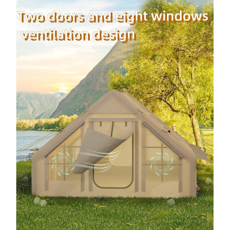 Inflatable 2-4 Person Camping Tent with Air Pump - N/A