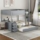 preview thumbnail 2 of 15, Full-Over-Full Bunk Bed Trundle, Desk, USB Ports, Drawers - Gray