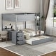preview thumbnail 1 of 25, Full-Over-Full Bunk Bed With Twin Size Trundle, Children Bunk Bed With Storage And Desk And Outlets With Usb Grey
