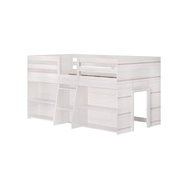 Max and Lily Farmhouse Twin Low Loft Bed with 2 Bookcases