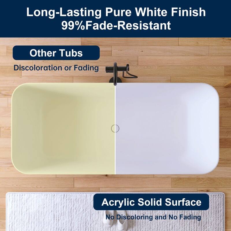 MEDUNJESS 67'' Freestanding Bathtub Solid Surface Soaking Tub
