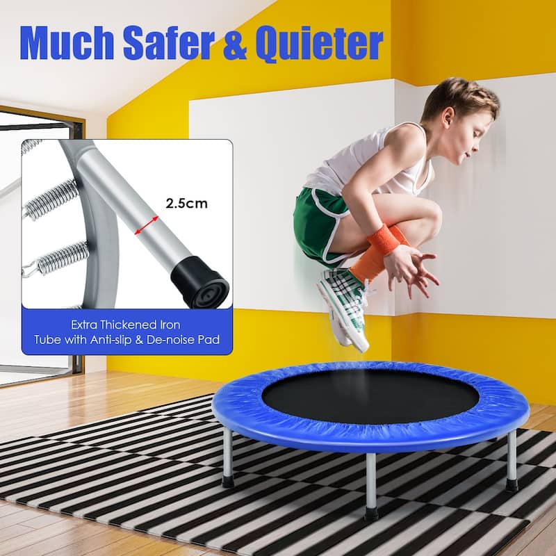 38" Foldable Trampoline with PP Jumping Mat and Anti-Scratch PVC Padding for Safety - 38"φ x 7.5"