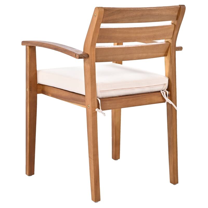 7 Piece Outdoor Patio Wooden Dining Set, All Weather Patio Furniture Set with Rectangular Table, 6 Chairs and 1 Bench