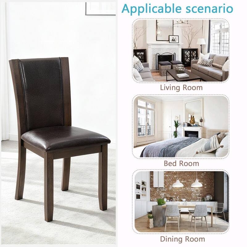 Wooden Dining Chairs Set of 4, Upholstered Side Chairs with Padded Seat for Kitchen & Dining Room