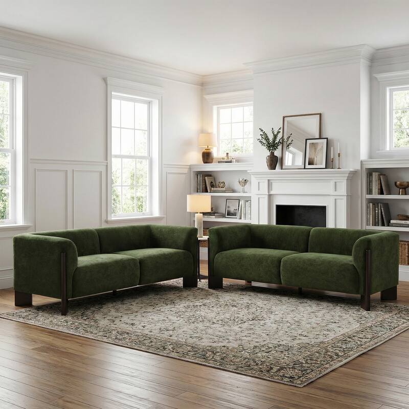 Upholstered Oversized Sofa Loveseat Set of 2
