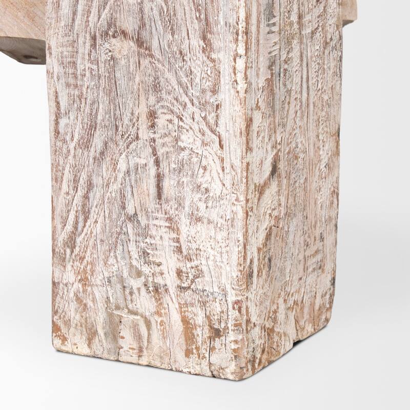 HomeRoots 55" Natural and Off White Reclaimed Wood Distressed Coffee Table - 55' X '14' X '32