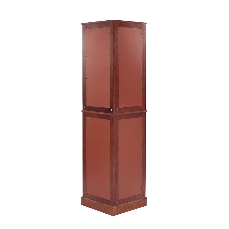 Corner Curio Cabinet with Lights, Floor Standing Display Cabinet with Adjustable Tempered Glass Shelves & Mirrored Back