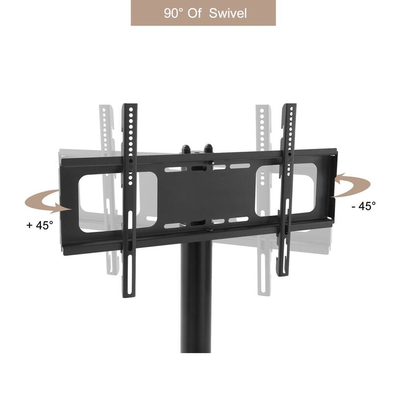 Height and Angle Adjustable Multi-Function Tempered Glass Metal Frame Floor With Lockable Wheels Mobile TV Stand, LCD/Plasma TV