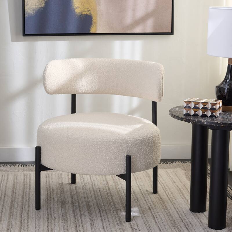 SAFAVIEH Home Cardan Dining Chair - 25"W x 25"D x 28"H - Creme/Black