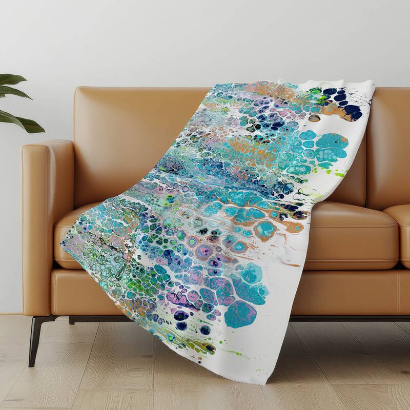 Premium Machine Washable ASB65 Abstract Modern Sherpa Throw Blanket - Mermaid - 4'2" x 5'10"