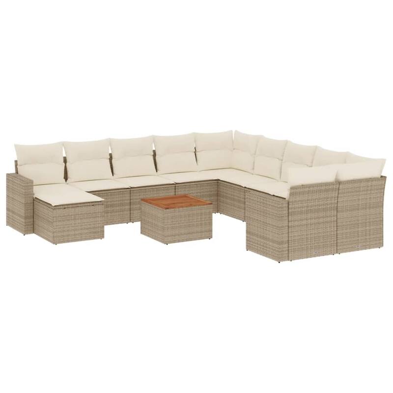 vidaXL Patio Sofa Set with Cushions Outdoor Furniture 12 Piece Poly Rattan - 21.7 x 21.7 x 14.6